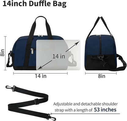 Small Gym Bag 14 inch lightweight Carry On Mini Duffel Bag for Travel Sport - Navy Blue