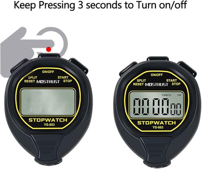 Digital Simple Stopwatch, 1/30 Lap Basic Stopwatch, No Bells, No Clock, No Alarm, Silent, Child