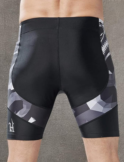 HUGE SPORTS Men's Rash Guard Swim Shorts Compression Swimming Jammer Cool Dry Active Swimsuit
