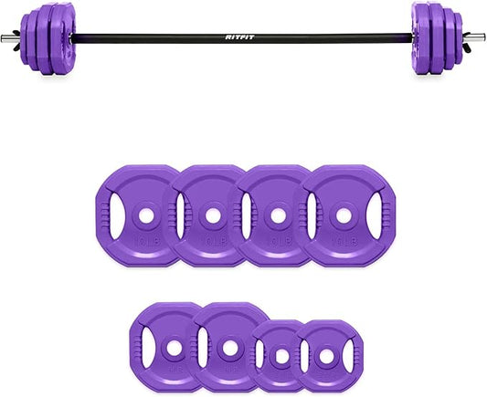 RitFit Adjustable Barbell Weight Set for Weightlifting and Strength Training in Home&Gym