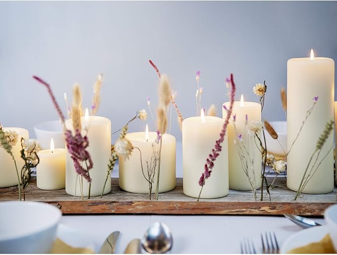 BOLSIUS 6 Ivory Pillar Candles Bulk - 3x4 Inches Candle Set - 40+ Hours Clean Burning - No Palm Oil