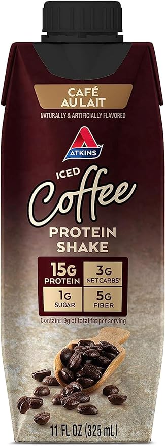 Atkins Café Caramel Iced Coffee Flavored Protein Shake, High Protein Shake, Low Glycemic, Low Carb