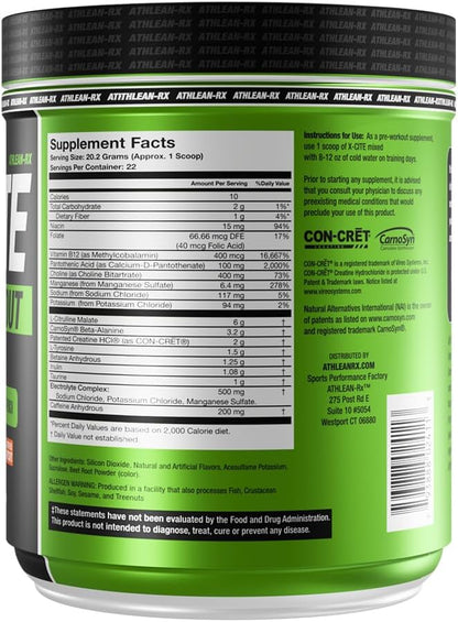 X-CITE Pre-Workout by ATHLEAN-X - Enhanced Formula with Beta-Alanine, Creatine & Caffeine for