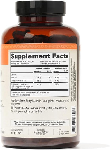 NatureWise CLA 1250 - Conjugated Linoleic Acid Supplement for Women and Men, Not Stimulating