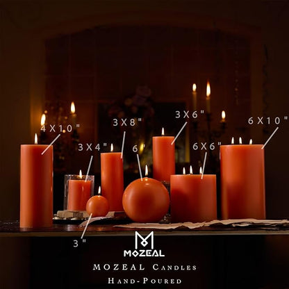 MOZEAL 3" x 8" Hand-Poured Unscented Large Candle,Smokeless Rustic Pillar Candle Set of 2,Slow