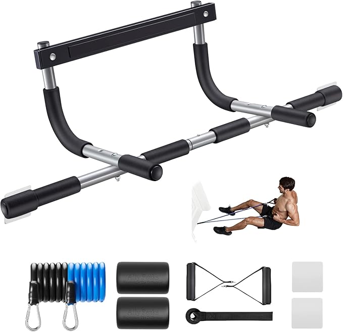 Ally Peaks Pull Up Bar for Doorway | Thickened Steel Max Limit 440 lbs Upper Body Fitness Workout