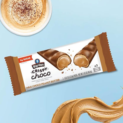Rip Van Crispy Choco - Chocolate Coated Peanut Butter Wafer Bars - Low Sugar Fudge and Peanut