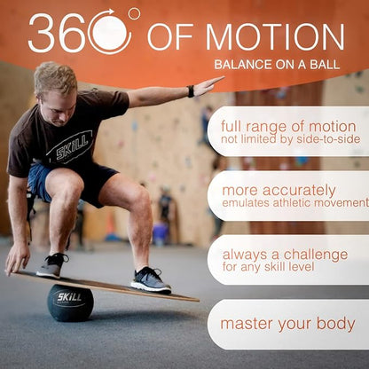 The Skill Board - Wooden Balance Board for Adults - Wobble Board for All Sports, Gym, Standing