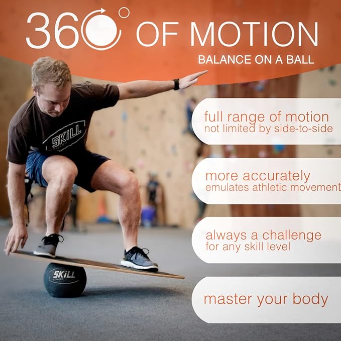 The Skill Board - Wooden Balance Board for Adults - Wobble Board for All Sports, Gym, Standing