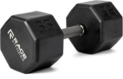 Rubber Coated Dumbbells - No Roll Design Easy-Grip Steel Knurled Handle, Weights Dumbbells Set for