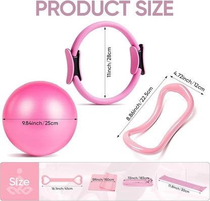 Home Pilates Kit for Women Pilates Equipment Ring and Ball Set Magic Circle Hoop with 5 Resistance