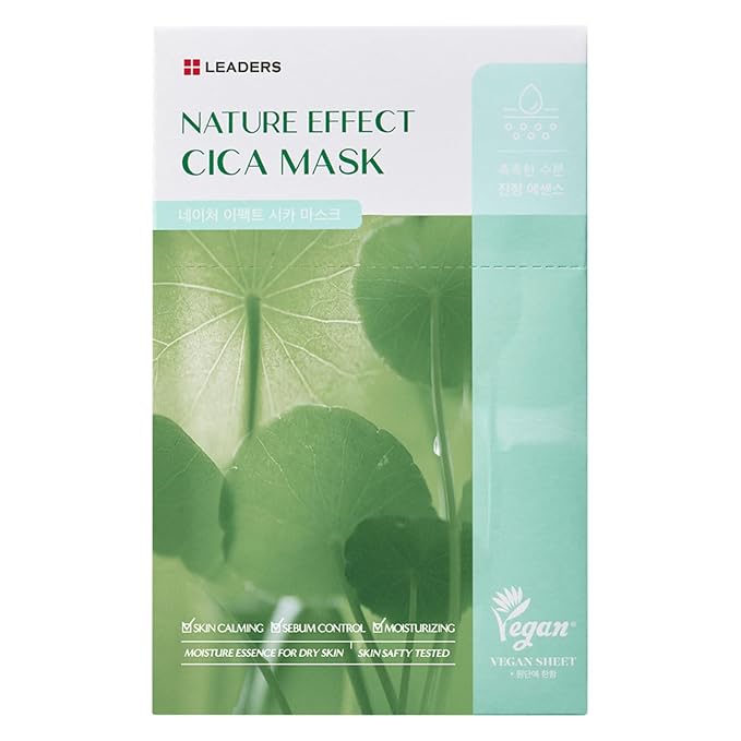 LEADERS Nature Effect Cica Mask ??Hydrating & Soothing Face Mask with Cica & Tea Tree Extracts for