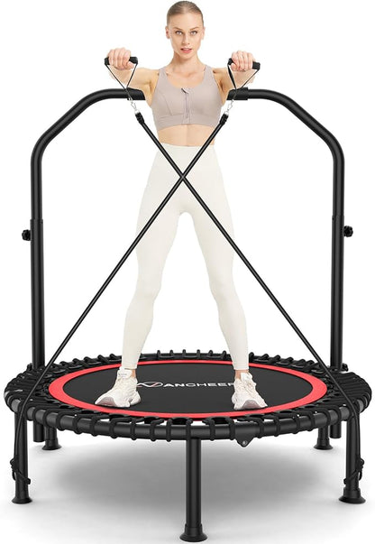 ANCHEER 40" Foldable Mini Trampoline,Max Load 450lbs/550lbs Indoor Trampoline,with 4 Level