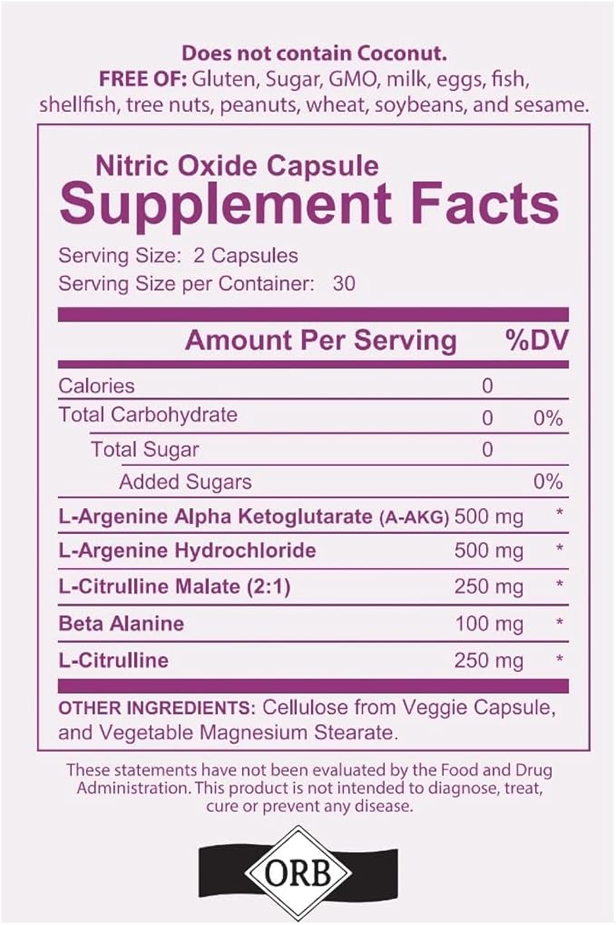 Nitric Oxide Supplement, with L Arginine and L Citrulline Boosting Nitric Oxide Production, Blood