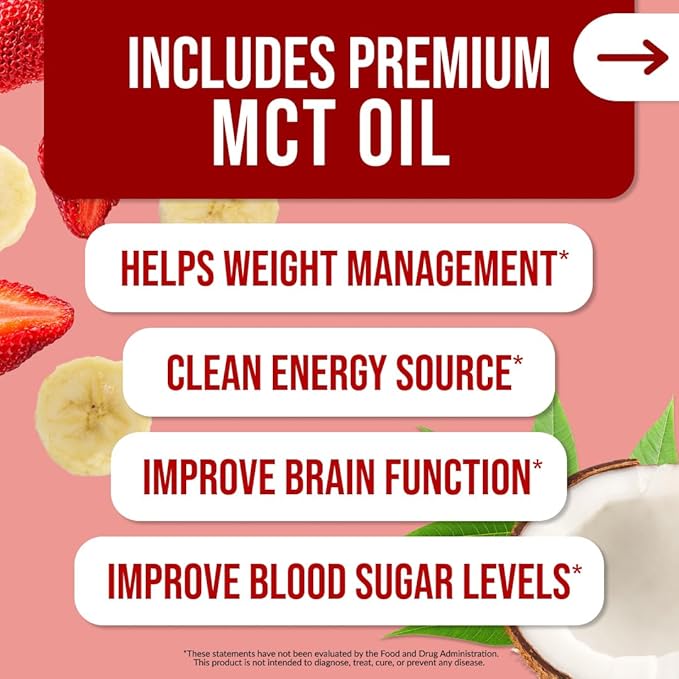 Naked Shake - Vegan Protein Powder, Strawberry Banana - Flavored Plant Based Protein with Mct Oil