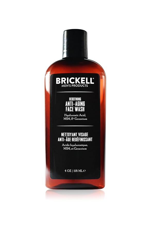 Brickell Men's Redefining Anti-Aging Face Wash For Men, Natural and Organic, Foaming Gel Face Wash