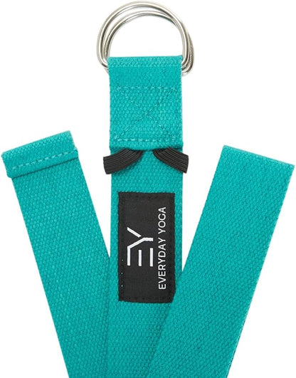 Everyday Yoga Super Strong Strap with Metal D-ring Buckle - Improve Flexibility, Stretching, and
