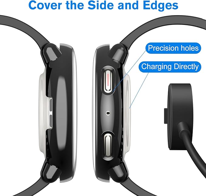 Fintie 3 Packs Screen Protector Case Compatible with Amazfit Active 2, Soft TPU Plated Bumper Full