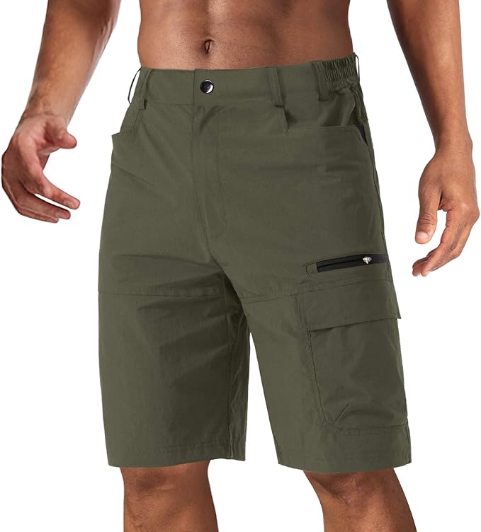 CRYSULLY Men's Hiking Cargo Shorts Outdoor Summer Lightweight Quick Dry Work Casual Shorts with 5