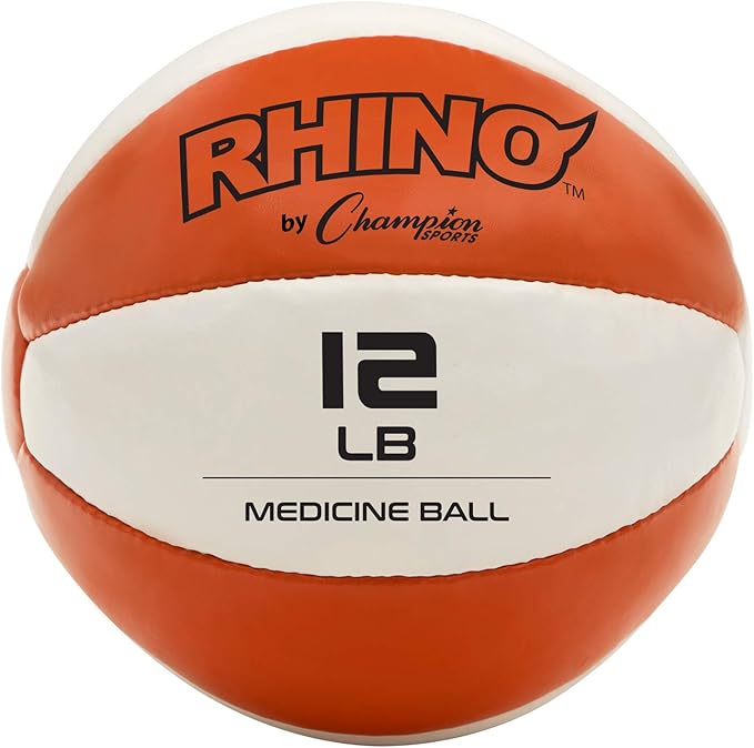 Champion Sports Exercise Medicine Balls, Leather with No-Slip Grip - Weighted Med Ball Set for