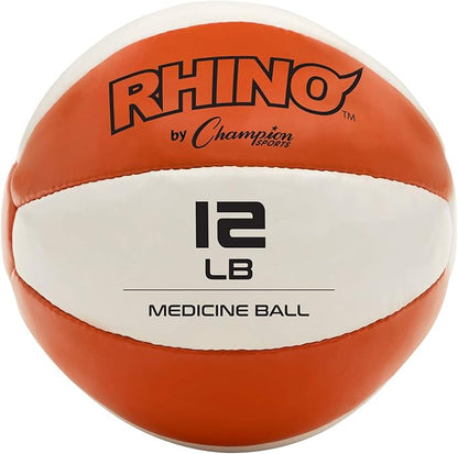 Champion Sports Exercise Medicine Balls, Leather with No-Slip Grip - Weighted Med Ball Set for