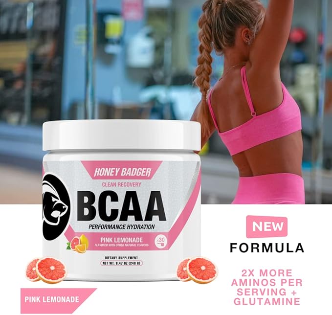 Honey Badger BCAA + EAA Amino Acids Powder, BCAAs + L-Glutamine, Keto, Vegan, Sugar Free for Men &