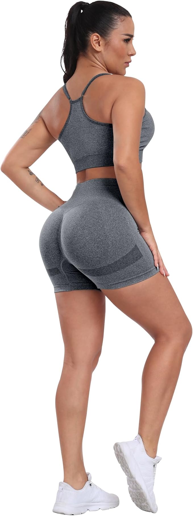 CHRLEISURE Women's 4 Packs Workout Gym Shorts, High Waisted Butt Lifting Scrunch Butt Seamless