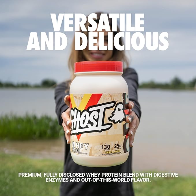 GHOST Whey Protein Powder, Cereal Milk - 2LB, 25G of Protein - Whey Protein Blend - ­Post Workout