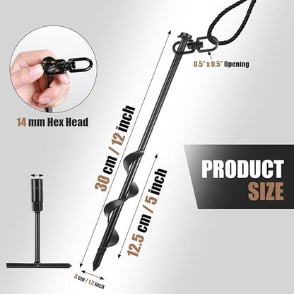 Reginary Ground Anchors Screw in Tent Stakes Heavy Duty Trampoline Anchors High Wind for Camping