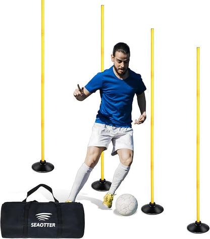 SEAOTTER Soccer Agility Poles Set, 4/6/10 Pcs 6ft Detachable Sports Trainning Speed Poles Slalom