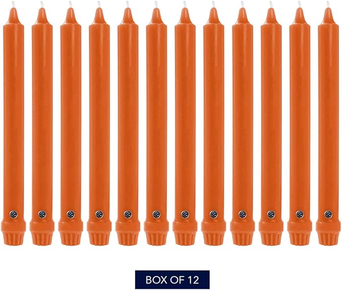 Colonial Candle Unscented Taper Candle, Classic Collection, Pumpkin, 12 in, Pack of 12 - Up to 10