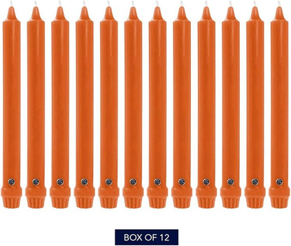 Colonial Candle Unscented Taper Candle, Classic Collection, Pumpkin, 8 In, Pack of 12 - Up to 6