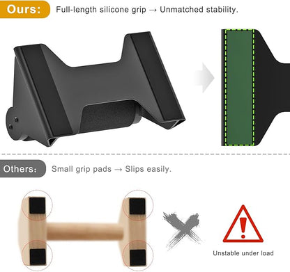 Kipika Push Up Bars, Pushup Stands, Ergonomic Wooden Handles, Anti-slip Rubber Base Pads
