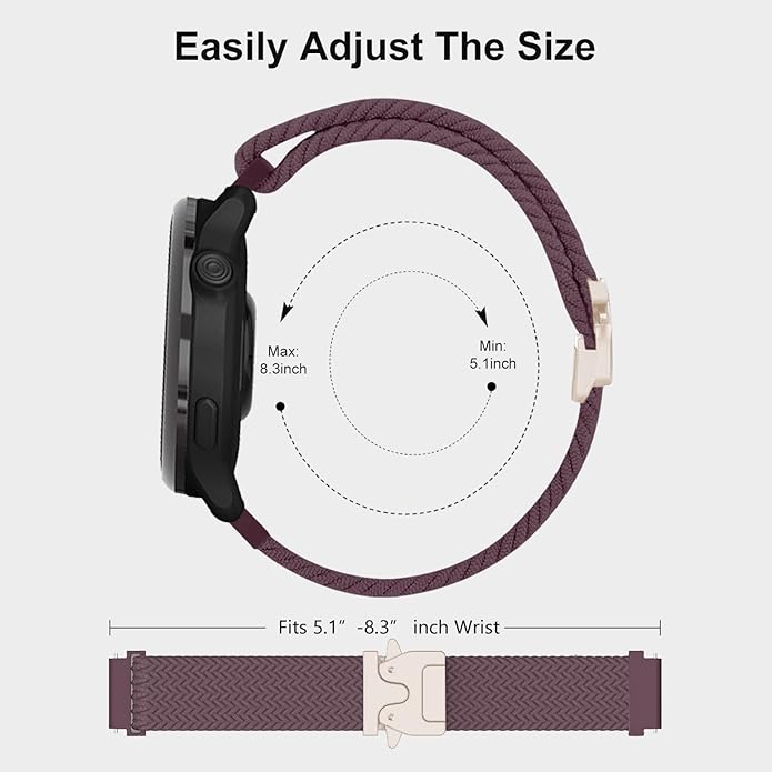 Braided Bands Compatible with Garmin Vivoactive 6/5/3/Venu 2 Plus/Forerunner 165/55/645/245 Music