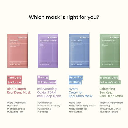 BIODANCE Refreshing Sea kelp Real Deep Mask, Overnight Hydrogel Mask, Calming, Oil & Sebum Control