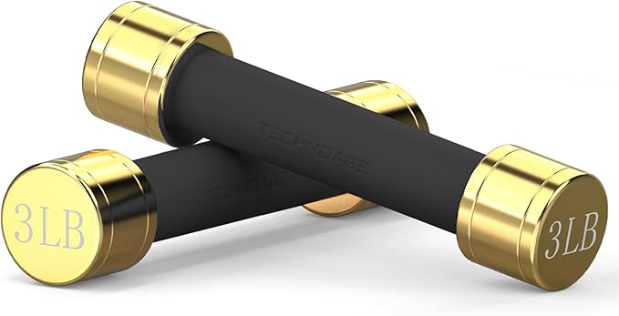 TECHNOAGE Round Dumbbell Sets with Steel Handle, Odorless Neoprene rubber Handle Cover