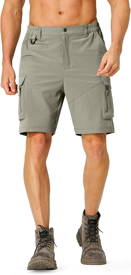 Men's Hiking Cargo Shorts Quick Dry Lightweight Travel Shorts with Multi Pockets for Fishing