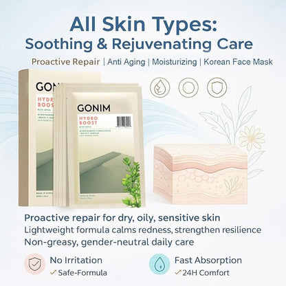 Face Mask Korean Skin Care with Hyaluronic Acid & Collagen Activation- Face Masks Skincare