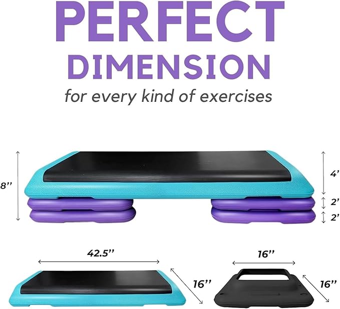 Yes4All Adjustable Workout Aerobic Exercise Step Platform Health Club Size with 4 Adjustable Risers
