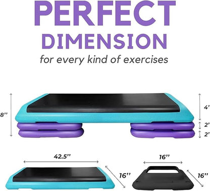 Yes4All Adjustable Workout Aerobic Exercise Step Platform Health Club Size with 4 Adjustable Risers