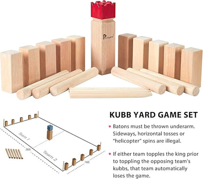 Pointyard Kubb Yard Game Set, Kubb Game Set with Carrying Bag - Wooden Toss Game Set for Outdoor