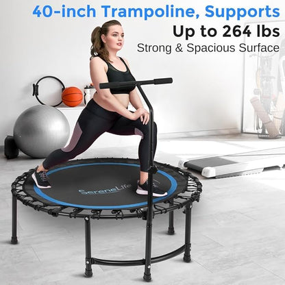 SereneLife 40"/50" Mini Trampoline for Adults - 450/550LBS Fitness Trampoline with Reinforced