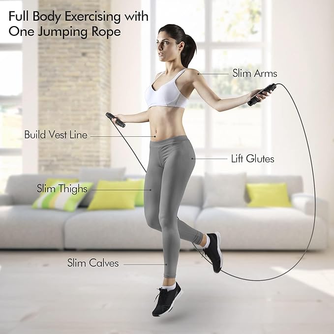 Jump Rope, Tangle-Free Rapid Speed Jumping Rope Cable with Ball Bearings for Women, Men, and Kids