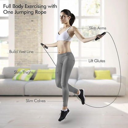 Jump Rope, Tangle-Free Rapid Speed Jumping Rope Cable with Ball Bearings for Women, Men, and Kids