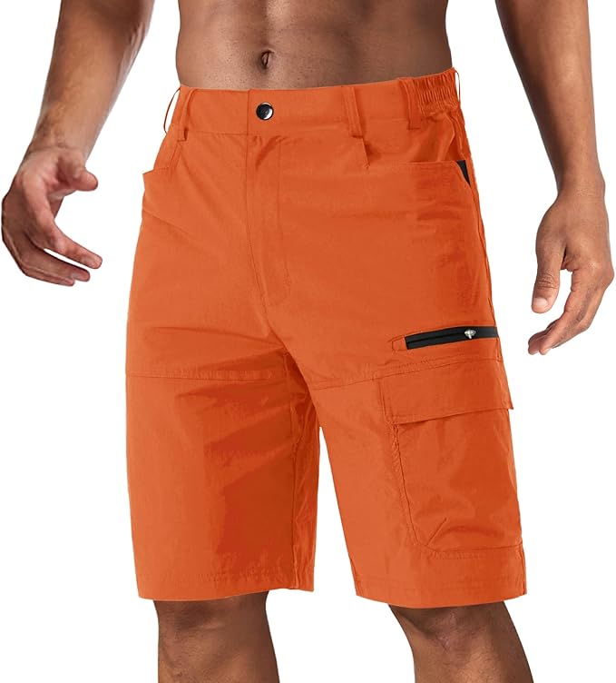 CRYSULLY Men's Hiking Cargo Shorts Outdoor Summer Lightweight Quick Dry Work Casual Shorts with 5