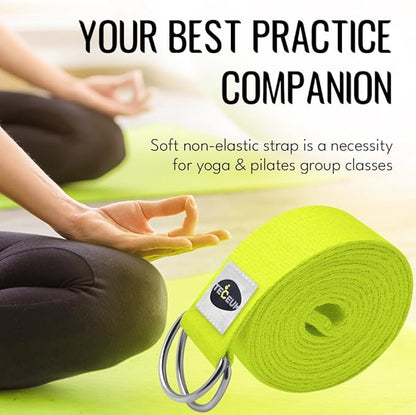 TECEUM Yoga Strap & Mat Strap – 2 IN 1 – Cotton – 6 ft 8 ft 10 ft (30+ colors) – Adjustable
