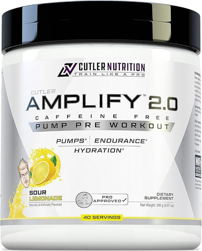 Cutler Nutrition Amplify Pump Pre Workout Caffeine Free Nitric Oxide Booster containing Arginine
