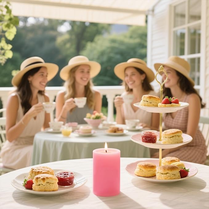 Pink Unscented Pillar Candles 3-Pack ??Dripless & Smokeless, Long-Burning Thick Candles (2",3",4"