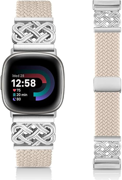 Braided Band Compatible with Fitbit Versa 4 Bands for Woman/Versa 3/Sense 1/Sense 2 Band, Magnetic