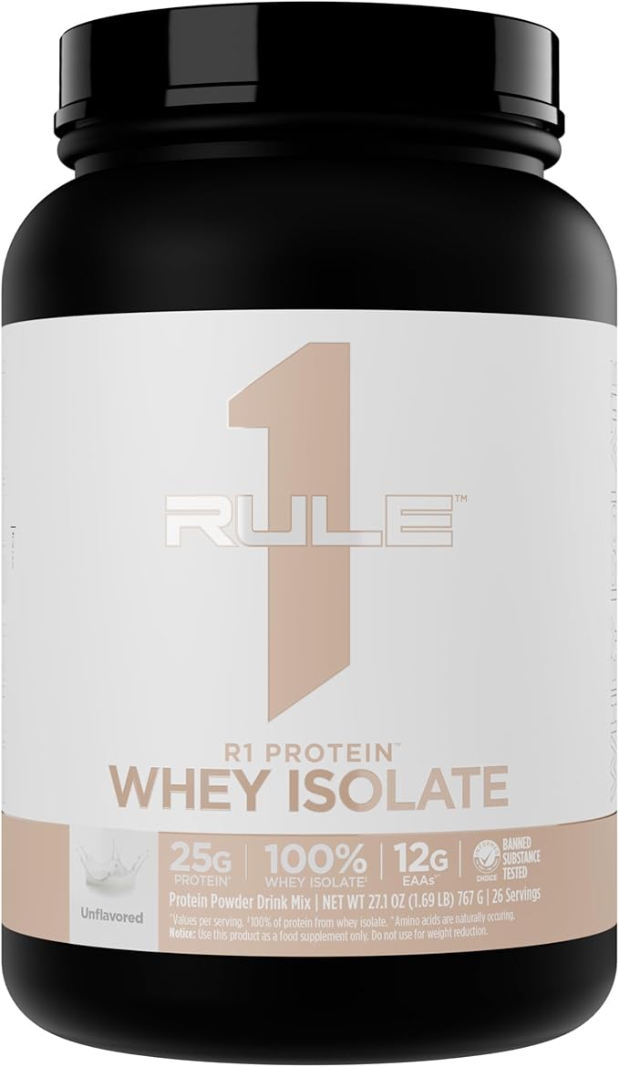 Rule 1 Naturally Flavored R1 Protein Whey Isolate - Clean Formula with 25g Protein & 6g BCAA